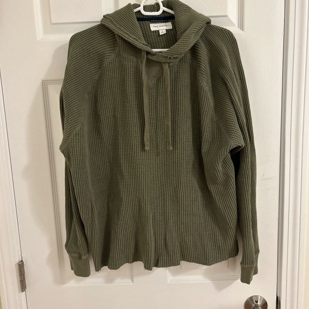 Free People Sage Green Hooded Sweater
